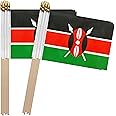 TSMD Kenya Stick Flag Kenyan Small Mini Hand Held Flags,5x8 Inch,12 Pack