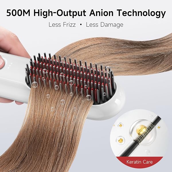 SUFU CORDLESS HAIR STRAIGHTENER BRUSH – 9000MAH BATTERY & AUTO-SHUTOFF, PORTABLE HAIR BRUSH FOR TRAVEL，500M NEGATIVE IONS, UPGRADED 4-ROW TEETH,STRAIGHTENS FASTER & SMOOTHER,GIFT FOR WOMEN