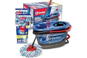 O-Cedar EasyWring RinseClean Microfiber Spin Mop & Bucket Floor Cleaning System with 2 Extra Refills with Citrus Pac (Variety Pack)