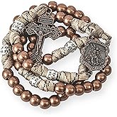 Nazareth Store Paracord Rosary Beaded Necklace St Michael Medal Strong Metal 10mm Beads Our Father Catholic Rosary with Pardon Crucifix