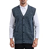 LemonGirl Men's Sleeveless Vests Cardigan Sweater V-Neck Vest Button Fit for Casual Wear