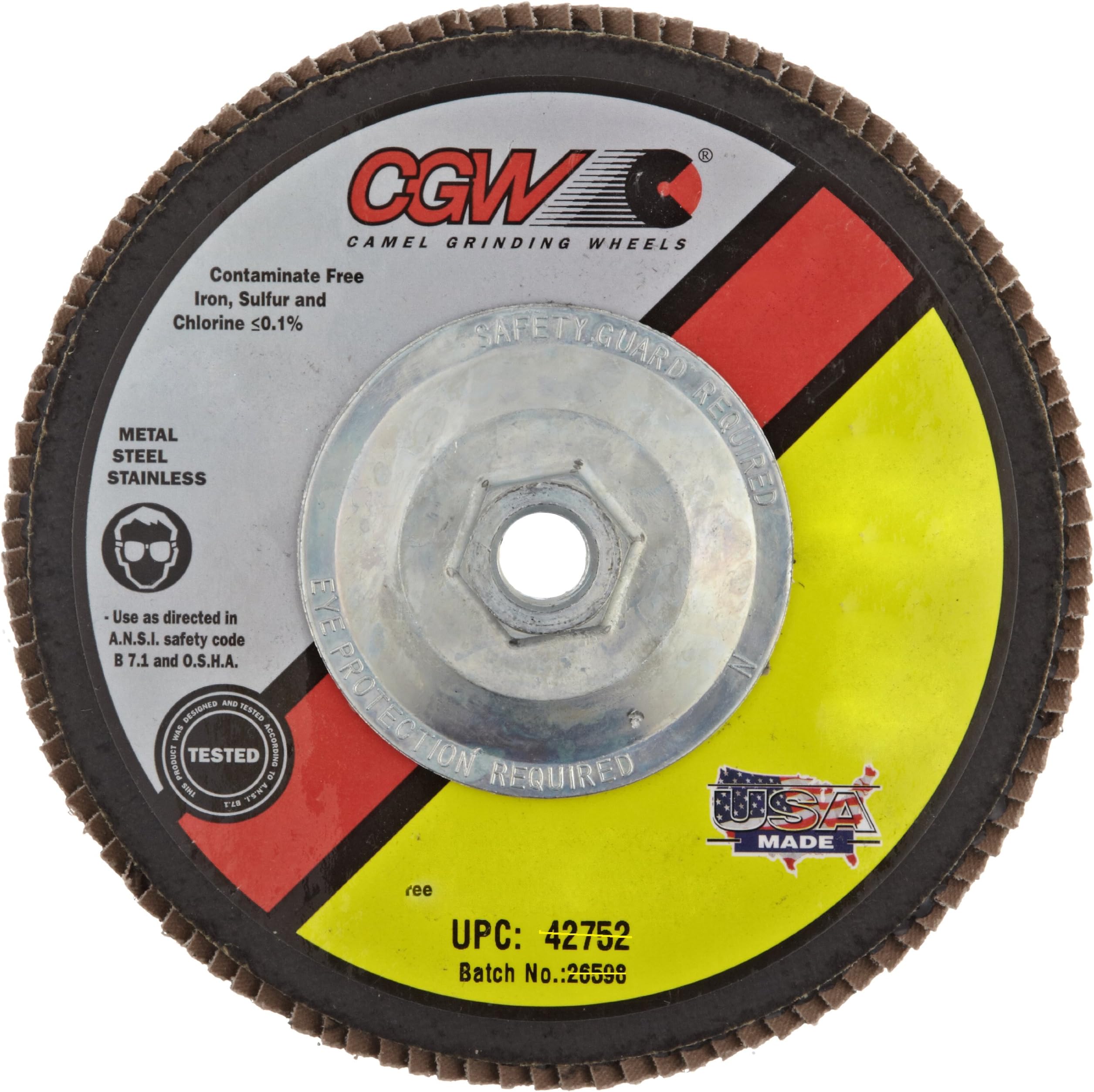 CGW 42752 Premium Z3 Right Angle Grinder Abrasive Flap Disc, Type 27, Zirconia, 7" Diameter, 40 Grit, 5/8"-11 Arbor, XL Thickness (Pack of 1)
