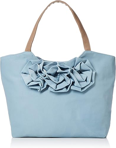 Amazon シルビアロッシーニ 立体的なお花のコサージュが可愛いハンドバッグ Rosier ロジェ サックスブルー ハンドバッグ