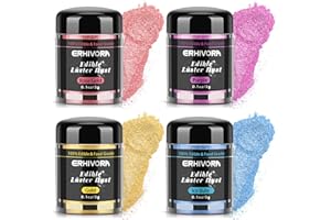 ERHIVORA Edible Glitter for Cocktails Cakes Drinks, Rose Gold Edible Glitter, Gold Edible Glitter, Blue Edible Glitter, Purple Edible Glitter, Luster Dust Edible Drink Glitter Spray 4 Colors