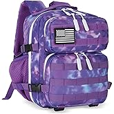HongXingHai 9L Mini Tactical Backpack for Men and Women, Tactical Backpack Small for Hiking, Small Tactical Bag (Purple Tie-Dye)