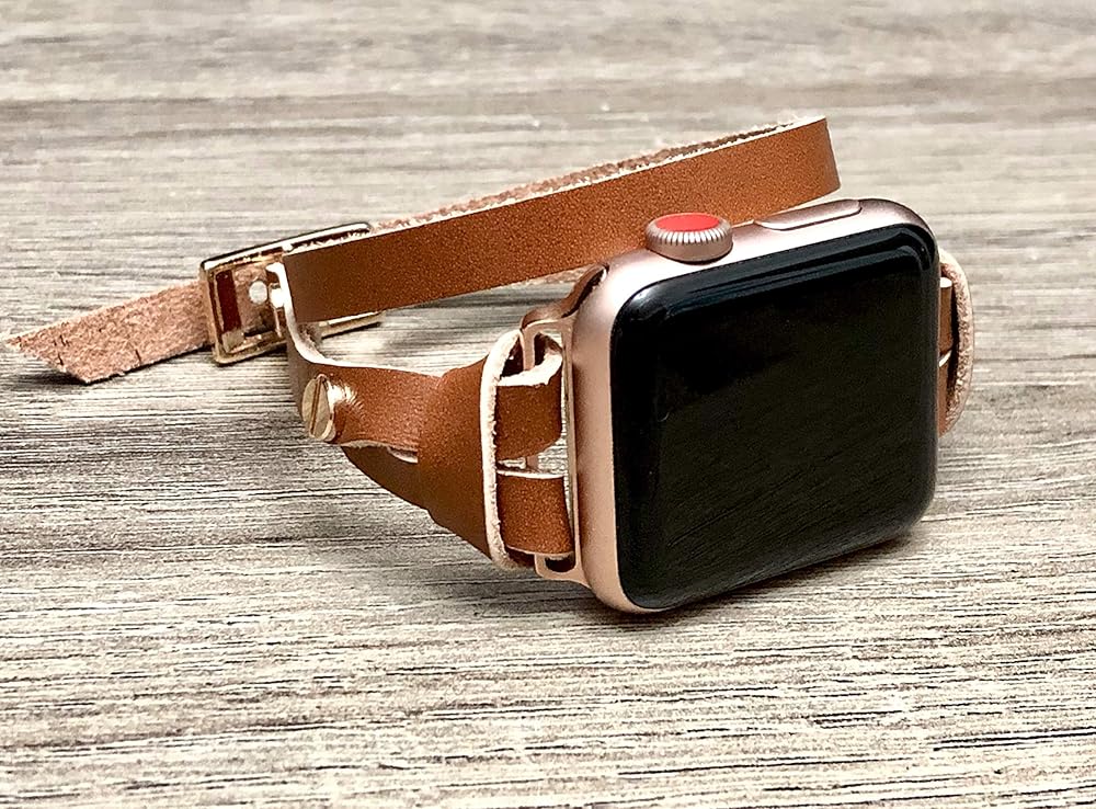 double strap leather apple watch band