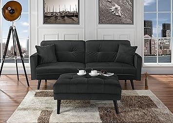 Amazon Com Sofamania Mid Century Modern Brush Microfiber Futon