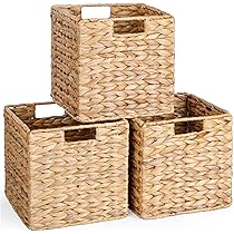 Happimess Traditional Assorted Hand-woven Hyacinth/iron Baskets, Dark Brown Wash (set Of 10