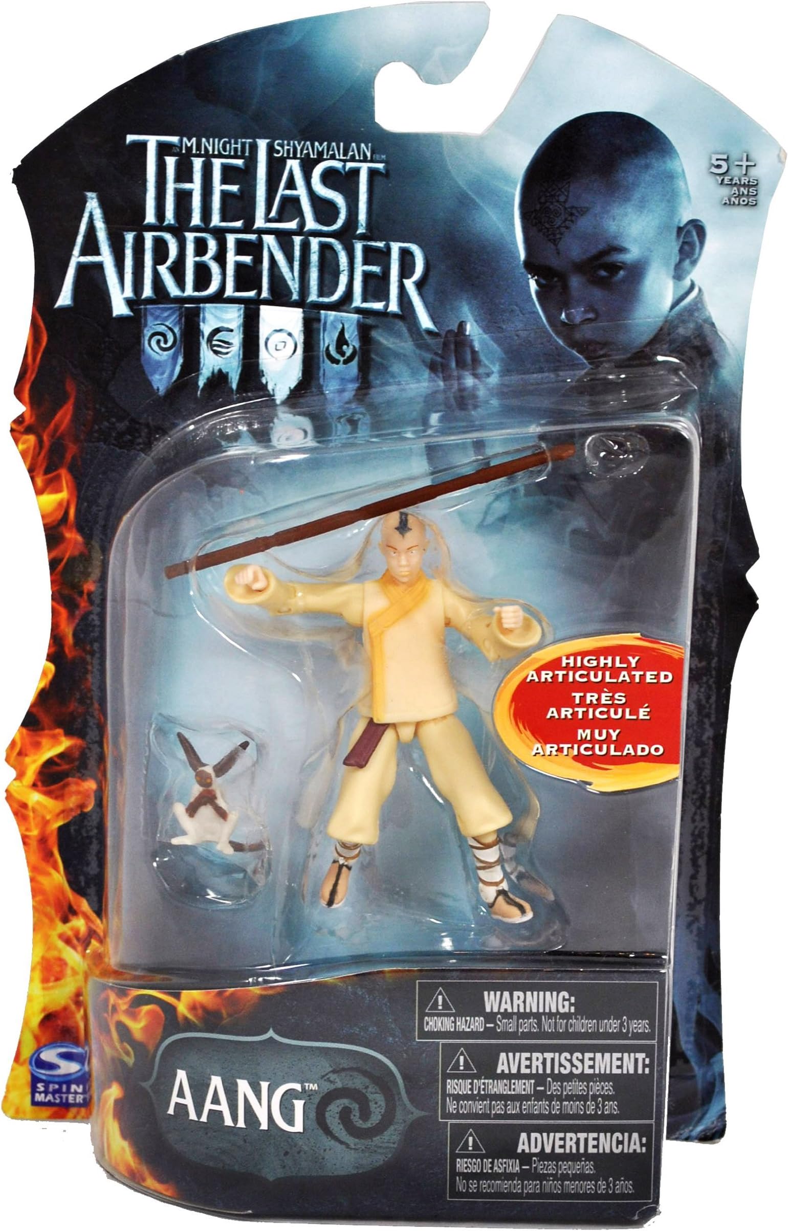Paramount Movie Series "The Last Airbender" 4 Inch Tall Highly Articulated Action Figure - AANG with Battle Staff and Momo