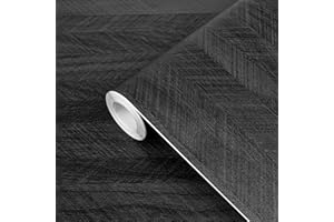 COSNIGHT Peel and Stick Wood Grain Wallpaper,Black Wood Contact Paper for Cabinets Kitchen Decorative,Self Adhesive Removable Contact Paper for Shelves Furniture 15.7in*118in