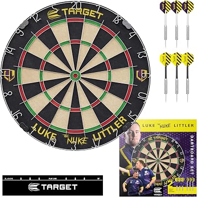 Target Darts Luke Littler Dartboard Set | 2 Brass Darts | Throw Line Included