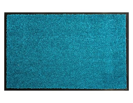 Primaflor - Ideen in Textil Schmutzfangmatte CLEAN – Türkis 60x90 cm, Waschbare, Rutschfeste, Pflegeleichte Fußmatte, Eingangsmatte, Küchenläufer Matte, Türvorleger für Innen & Außen