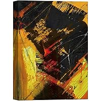 SIGNWIN Canvas Wall Art Bright Yellow, Orange and Black Color Blocks and Textures Abstract Brushstroke Oil Painting Minimalism Modern Closeup for Living Room, Bedroom, Office - 12x18 inches