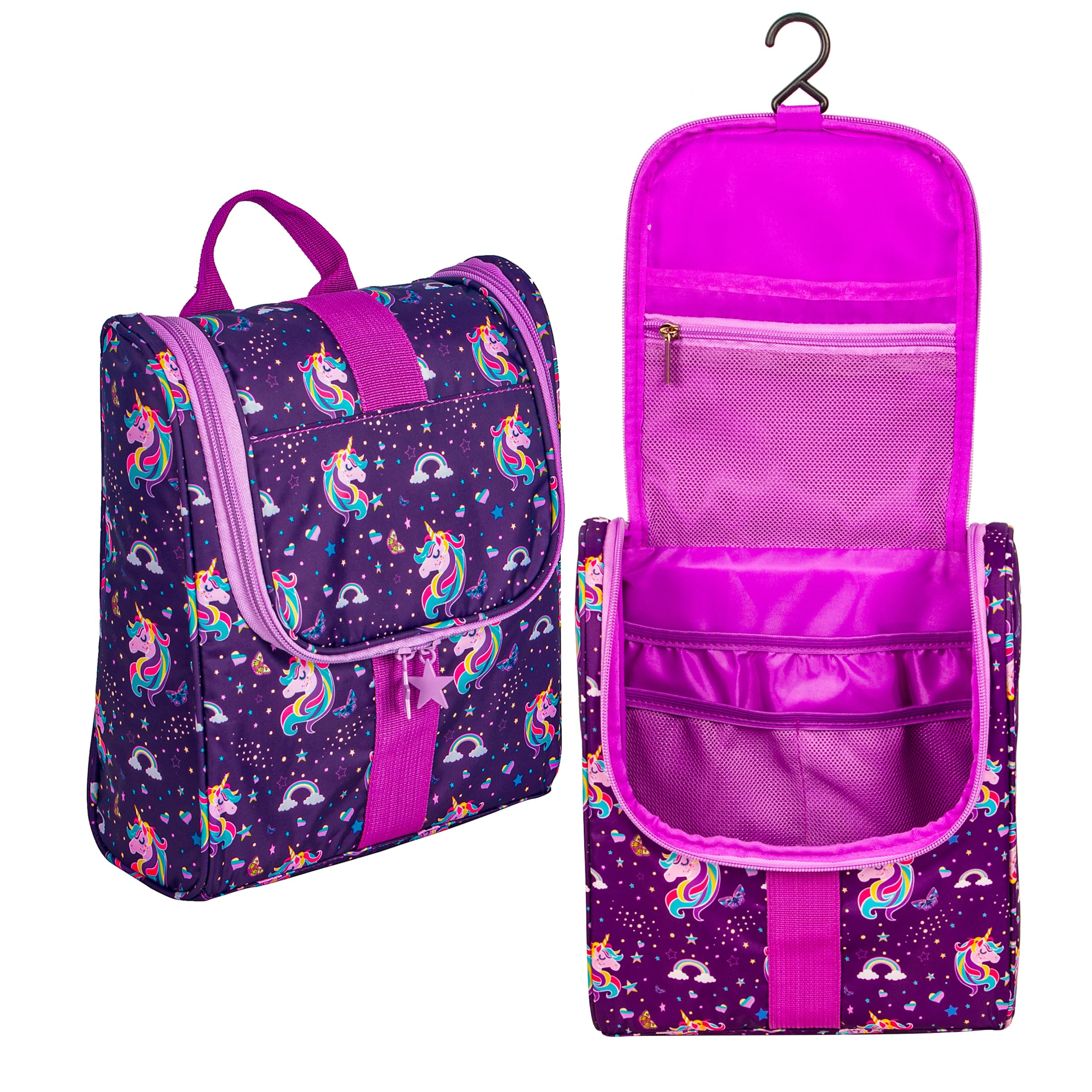 Photo 1 of Remobia Hicol Cute Cartoon Hanging Kids Toiletry Bag Children Travel Cosmetic Makeup Organizer Wash Bag Shower bag Over Night Bag Camping Shaving Kit Bag for Boys & Girls(Unicorn)