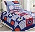 MK Home Tagesdecke Set 2-teilig – Fußball/Basketball/Baseball Design, Dunkelblau, Für Jungen