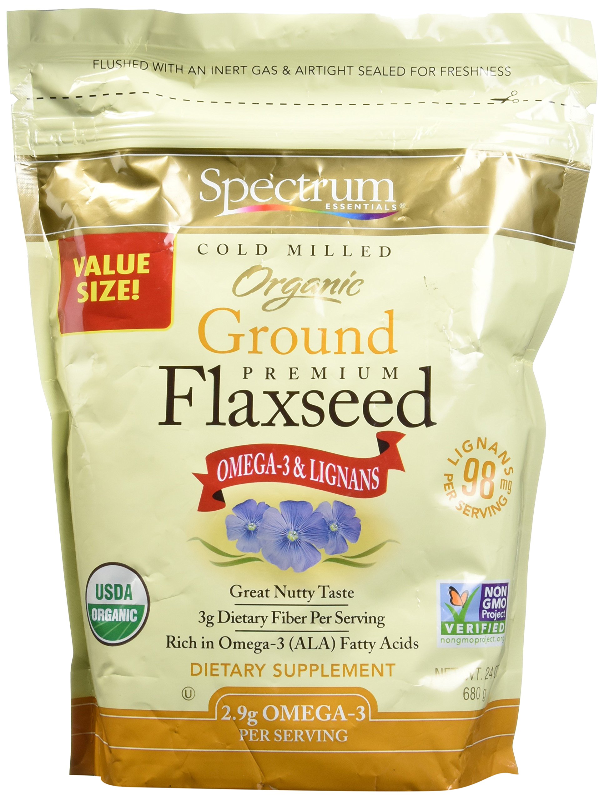 Spectrum Essentials Organic Ground Flaxseed 24 Ounce Ground Organic
