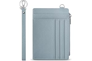 SEAVILIA Small Wallet for Women Slim Wristlet Keychain Wallets RFID Credit Card Holder With Zipper Pocket, ID Window (Cros Blue)