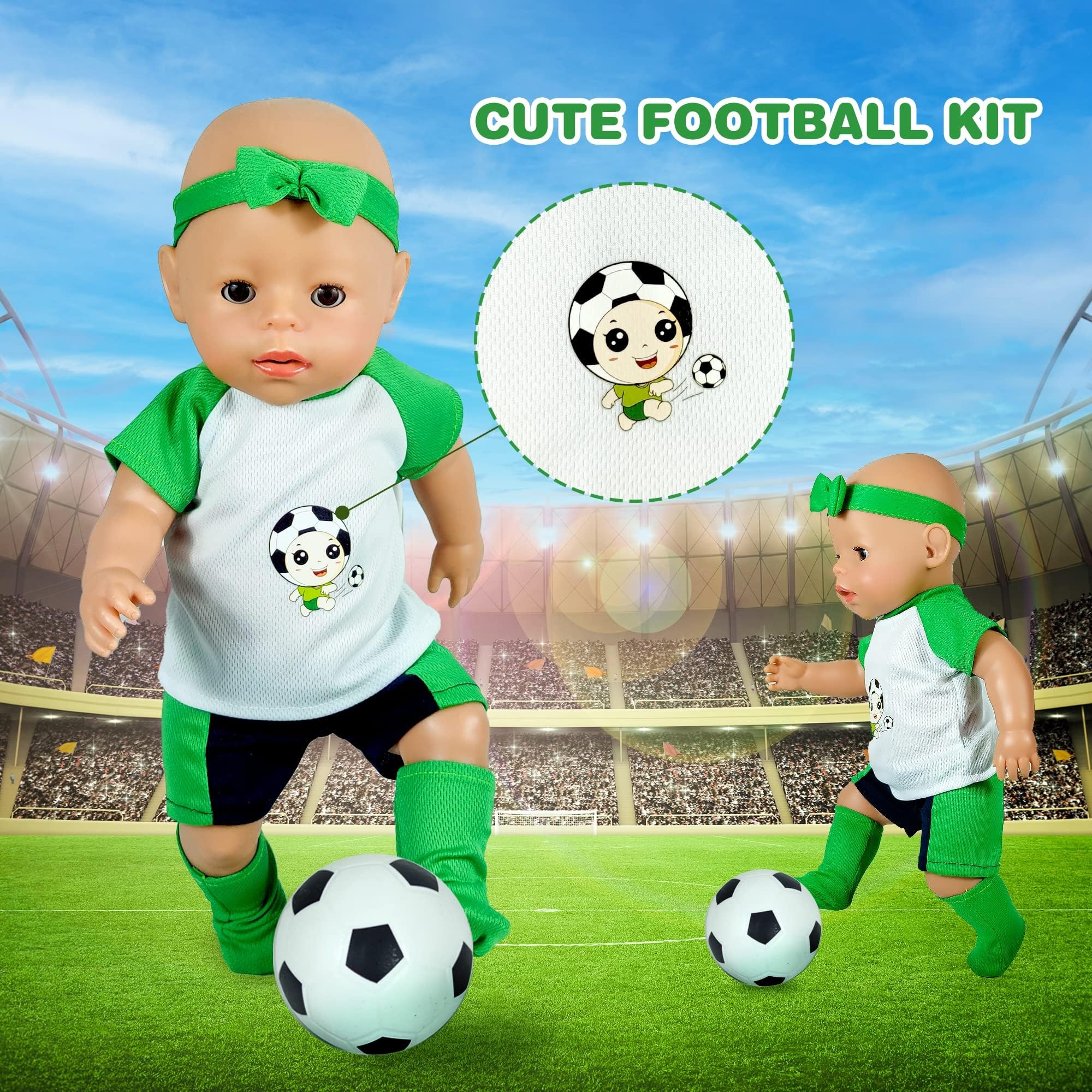 12 Sets 14-16-Inch-Baby-Doll-Clothes-Outfits Dress Headbands Accessories Compatible with 43cm New Born-Baby-Doll, 15-inch-Baby-Doll