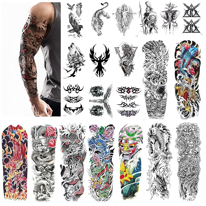 Buy Aresvns Japanese Sleeve Tattoos for Men and Women 20 Sheets, full