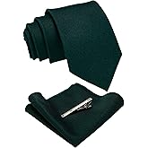 JEMYGINS Solid Color Wool Tie and Pocket Square with Tie Clip Sets for Men