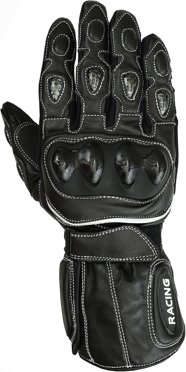 MOTORCYCLE BIKERS ARMORED GLOVES TKMBG227 BLACK WITH