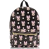 Fast Forward Minnie Mouse 16-Inch Unisex Daypack Backpack, Cute PU Leather, Large, Black