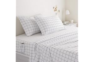 �鶹�� Basics Soft Microfiber Sheet Set with Elastic Pockets - Full, Black Grid
