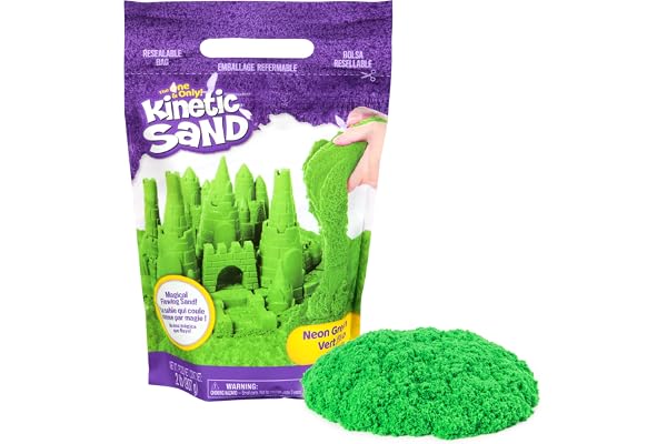Kinetic Sand, 2lbs Green Play Sand, Moldable Sensory Toys for Kids, Resealable Bag (Packaging May Vary), for Ages 3 and up