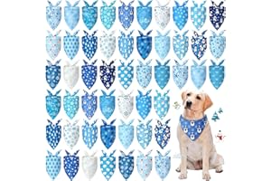Preboun 50 Pcs Winter Dog Bandanas Bulk Blue Snowflakes Snowmen Bandanas for Dogs Triangle Kerchief Bibs Scarf Set for Pet Costume Photo Props Accessories Pet Shops, 25 Styles (31.5 x 21.7 x 21.7)