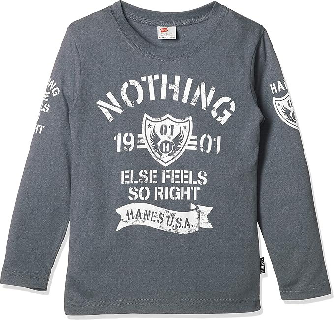 Amazon ヘインズ 子供服 長袖tシャツ Hx8764 ジュニア ボーイズ チャコール 日本 140 日本サイズ140 相当 Tシャツ カットソー 通販