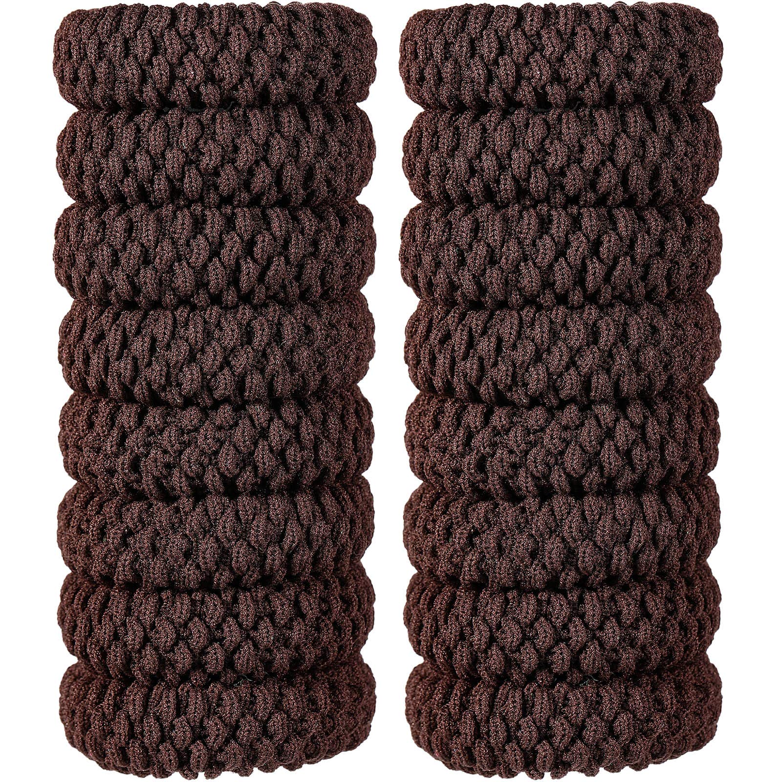 16 Pieces Thick Cotton Hair Ties Seamless Cotton Hair Bands No Crease No Break No Slip Hair Bands Seamless Hair Elastics Ties Thick Stretchy Ponytail Holders for Women Girls (Brown)