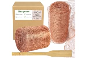 WANQUEEN Copper Mesh Roll for Mice Rat Rodent Repellent, Sturdy 5’’ * 32Ft Copper Wool Mouse Trap for Bat Snail Bird Control with Packing Tool