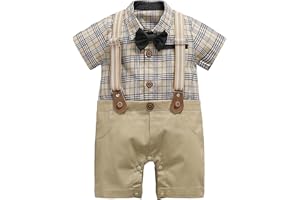 HeMarIsle HMD Baby Boy Gentleman White Shirt Bowtie Tuxedo Onesie Jumpsuit Overall Romper（0-18M） …