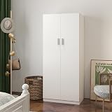 Panana 2 Door Wardrobe with Storage Shelf & Hanging Rail - White MDF view 4
