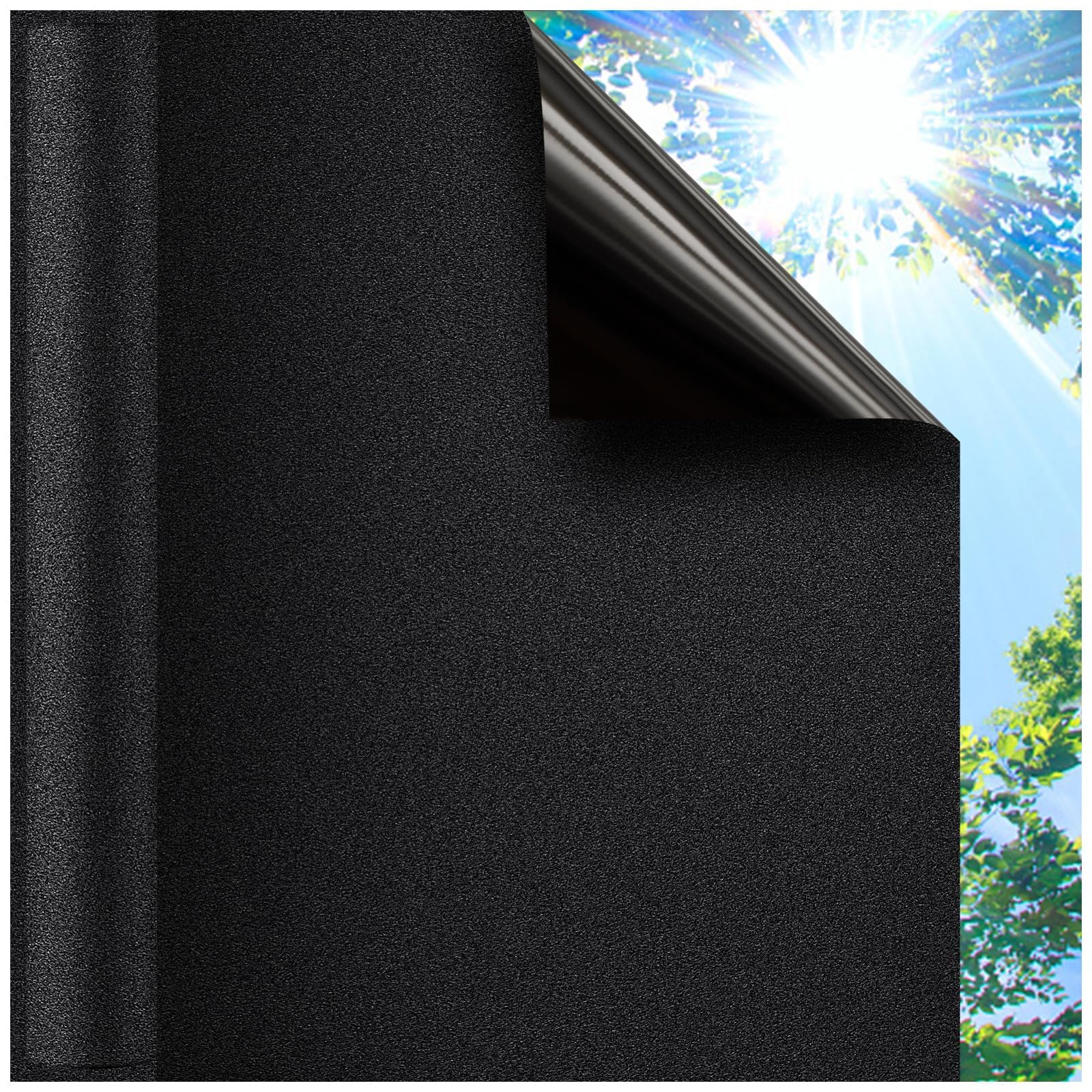 Lifetree Blackout Window Film Privacy: 100% Total Light Blocking Anti UV Black Out Sticker Film for Glass Windows No Glue Static Cling for Baby Nursery, Day Sleeping (Black, 90 * 200cm)