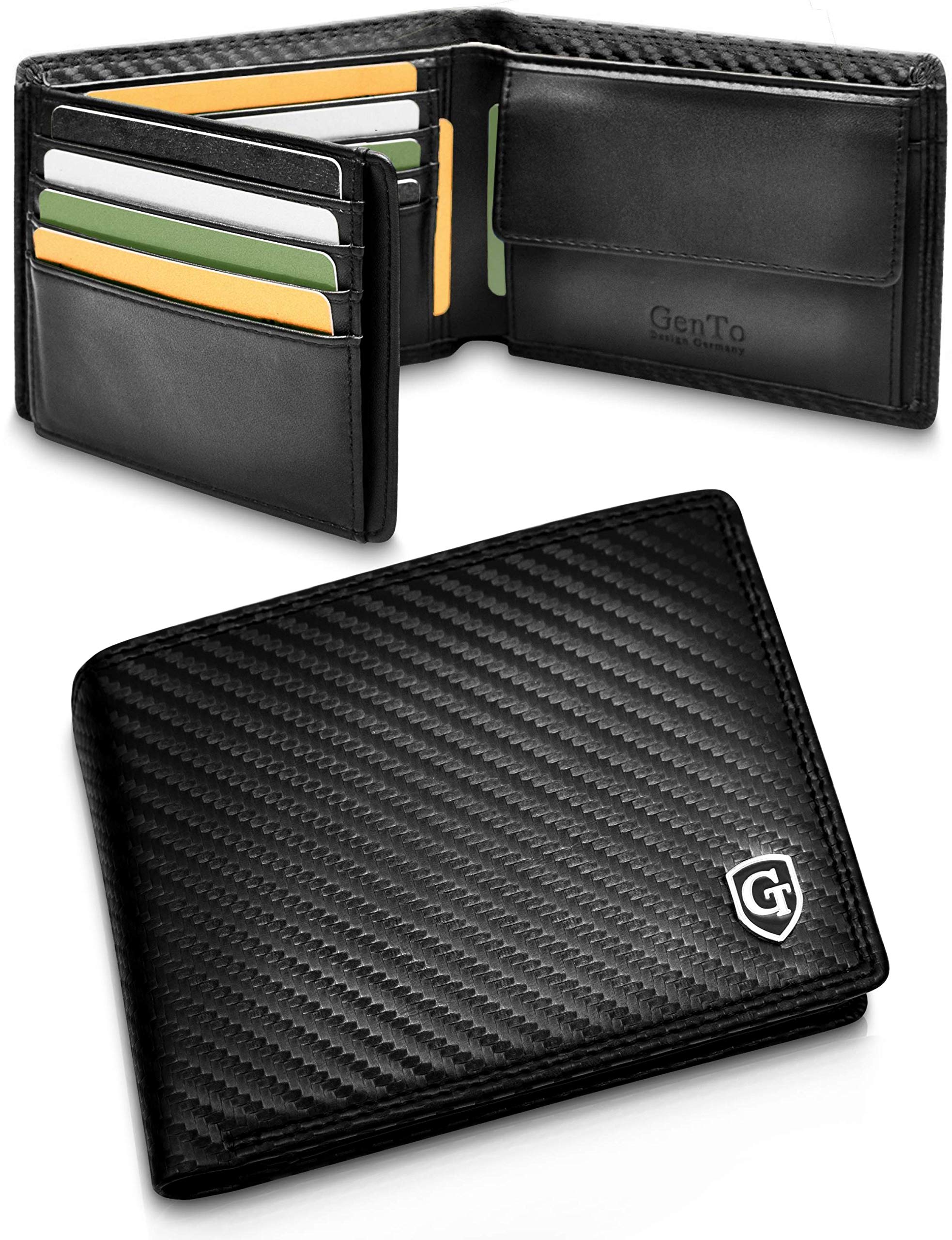 GenTo® Manhattan - Large Classic Wallet with Coin Pocket - Tested RFID NFC Protection - Spacious Wallet - Wallet Men and Women - Gift Box Included
