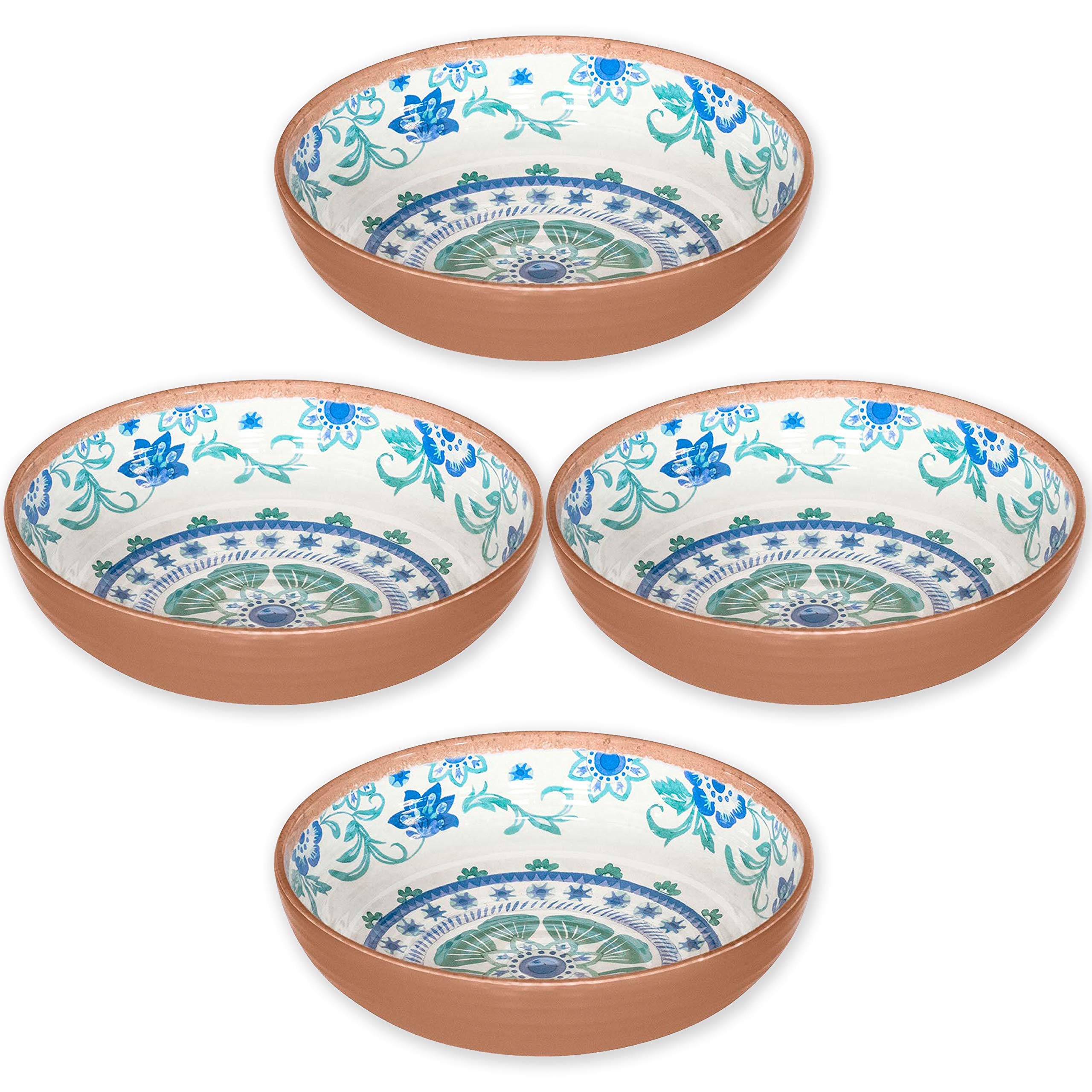 Rio Turquoise Floral Melamine/Plastic/BBQ/Outdoor Bowl Set (4)