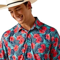 Ariat Men's All Over Print Polo, Blue