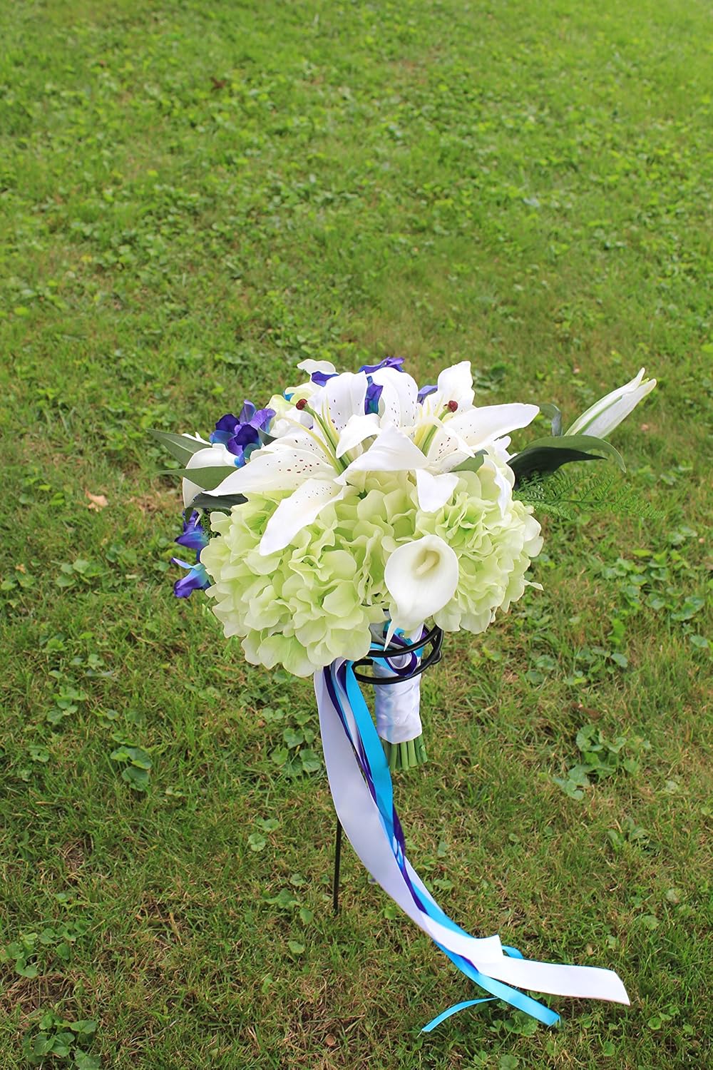 Amazon Com Cascading Galaxy Orchid And White Lily Bridal Bouquet Handmade