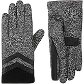 isotoner womens Water Repellent Shortie Spandex Touchscreen Gloves With Rib Knit Cuff