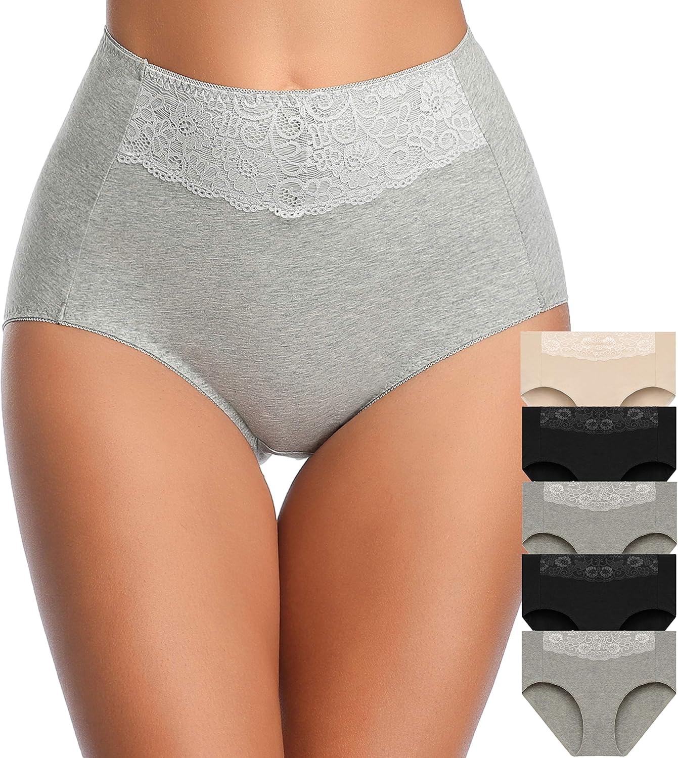 Women's High Waisted Cotton Underwear Soft Breathable Full Coverage Stretch Briefs Ladies Panties 5-Pack at  Women’s Clothing store