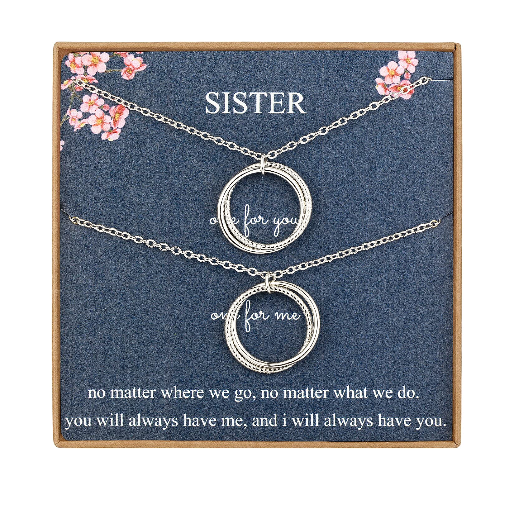Sister Necklaces for 2 Sister Gifts from Sister Sterling Silver Necklace Infinity Double Circle Soul Sister Gifts for Women