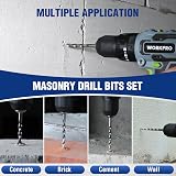 WORKPRO 15 Pieces Hammer Drill Bit Set Masonry Carbide Tip Concrete Brick Tile view 6