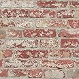 RoomMates RMK9036WP Dark Red Stuccoed Brick Peel and Stick Wallpaper 20.5" x 16.5 feet
