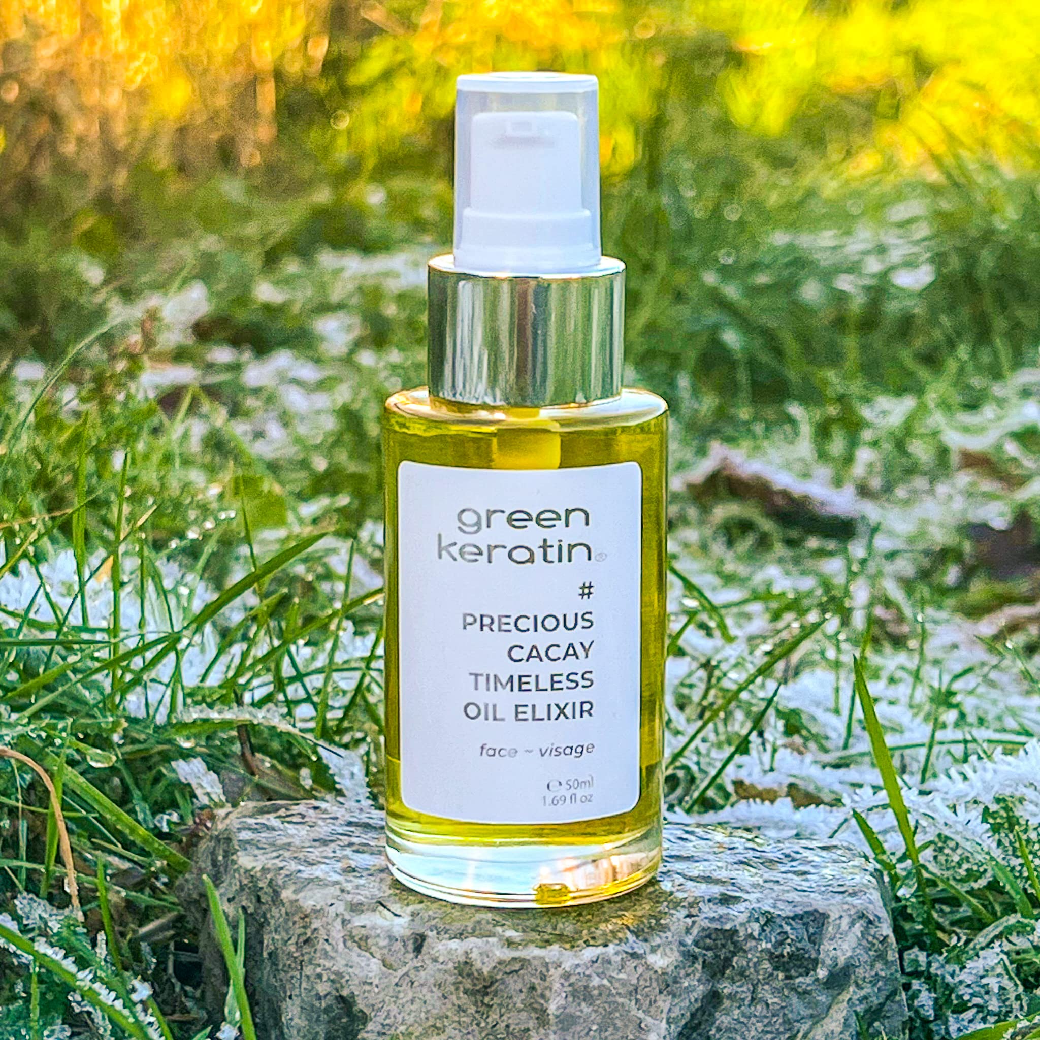 Green Keratin Precious Cacay Timeless Facial Oil. Pure Plant Elixir For Beautiful Radiant Looking Skin. Professional Anti-ageing.