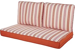 Quality Outdoor Living 29-CS44LV Loveseat Cushion, 44x25, Coral Stripe