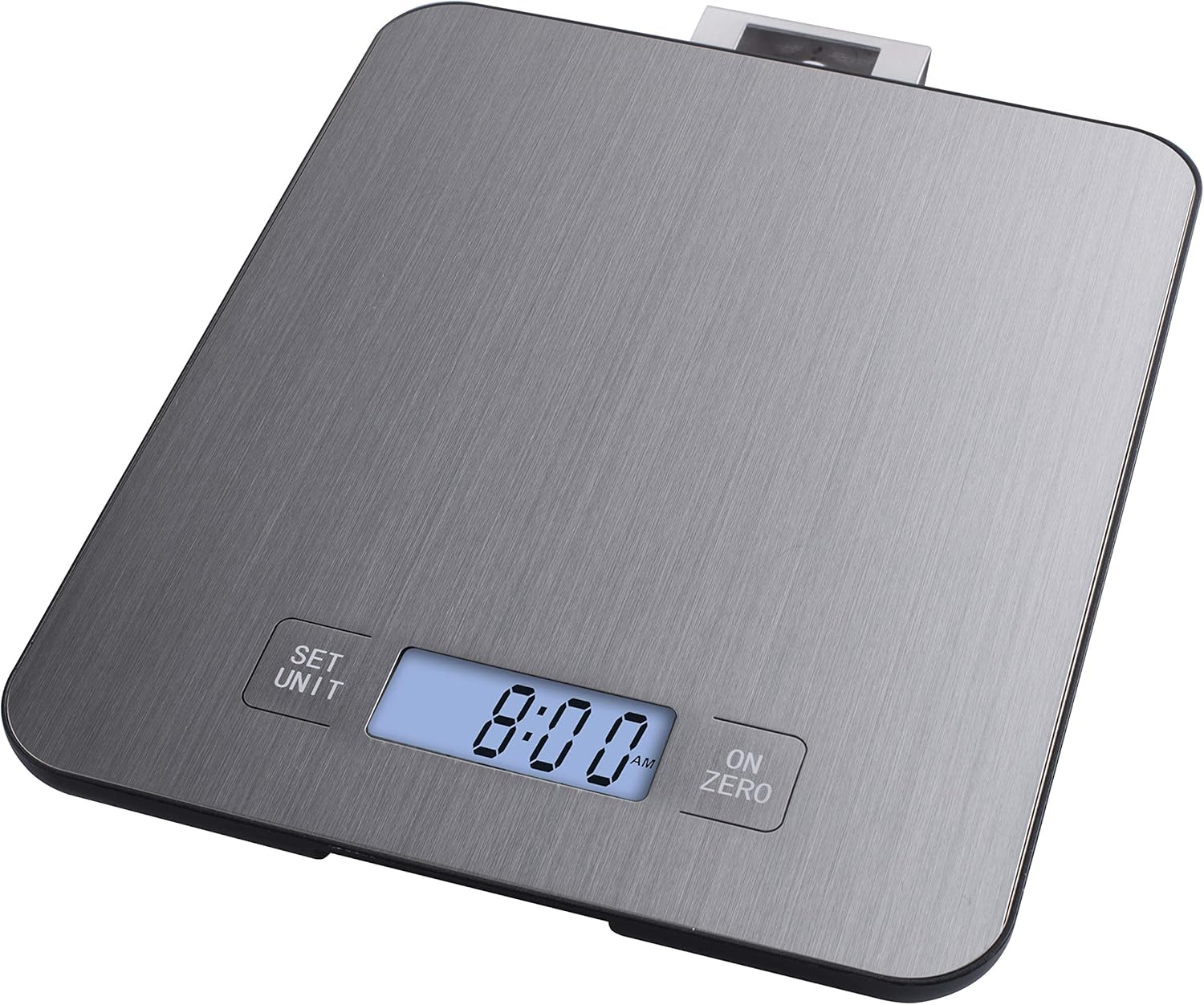 EMOS Küchenwaage aus Edelstahl mit Wandaufhängung/Digitalwaage mit beleuchtetem LCD Display/Tara-Funktion/Nahrungsmittelskala/Elektronische Waage/Präzision bis zu 1g / Tragkraft 15 kg