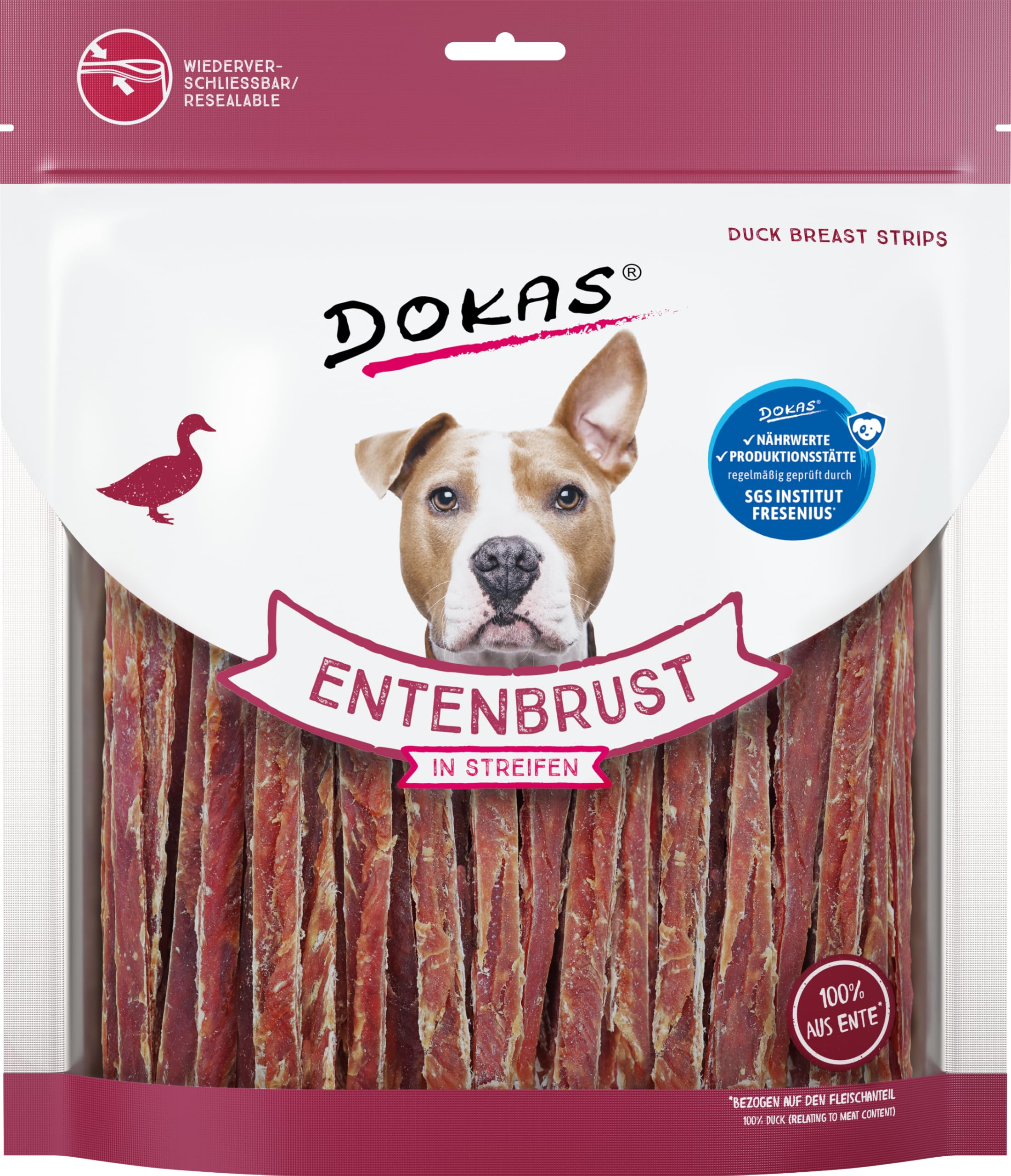 DOKAS Grain Free Premium Snack in Stripes for Dogs - Made from Duck Breast Fillet