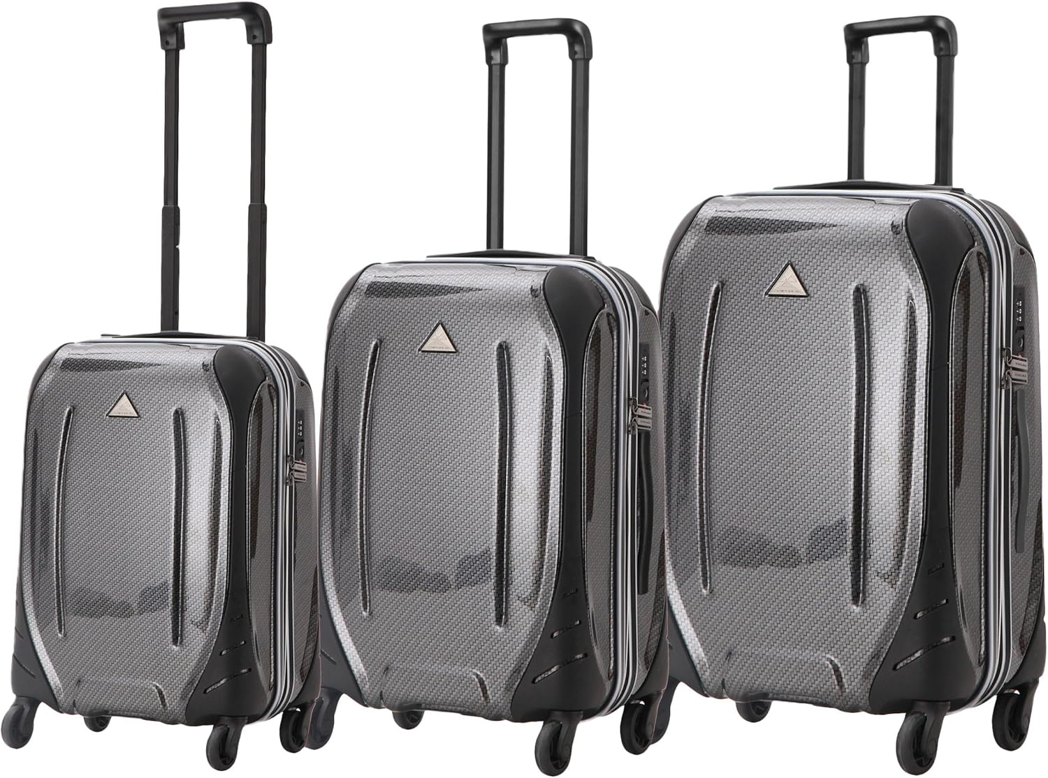 Triforce Empire 3 Piece Luggage Set Black Carbon Clothing