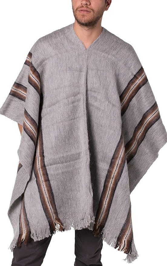 Gamboa Home Office Poncho Men Lightweight Poncho Alpaca Poncho for Men Pancho grey One size